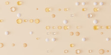 Abstract Cosmetic Pattern Of Liquid Drops Of Cream, Oil And Water 3d Rendering Background