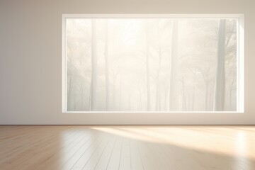 Sunlight falling into an empty room with a mock up wall.