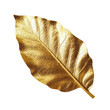 © Bisams - Golden metallic 3d leaf isolated on white. Single luxury gold floral element. Generative AI.
