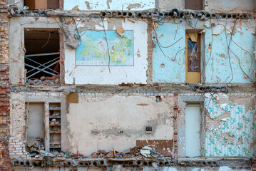 destroyed and burned houses in the city Russia Ukraine war