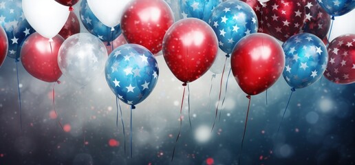 Balloons with United States flag colors, concept of patriotism and holiday, labor day. Generative AI