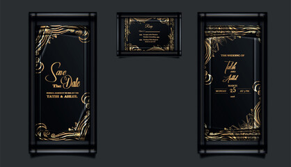 Wall Mural - luxury elegant wedding invitation card design set