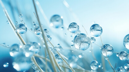 Soft blue abstract fresh background with water drops