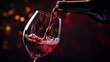 © tashechka - Macro photo. Pouring red wine into a wineglass.