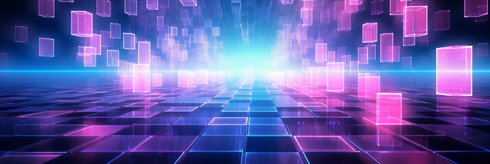 Poster - abstract background with glowing squares