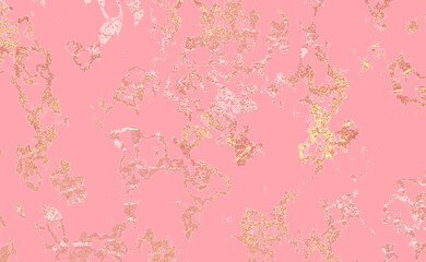 Poster - Abstract Pink liquid marble background with gold foil textured stripes and glitter dust. Blush liquid marbled watercolor background with golden cracks and stains. Elegant Pink rose marble background.