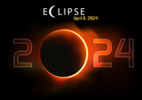 Fototapeta Młodzieżowe - présentation de la nouvelle année 2024 sur le thème de l’astronomie, avec une éclipse totale du soleil