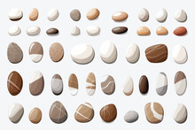 Seashore Pebbles Set Vector Flat Minimalistic Isolated Illustration