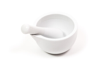 white porcelain mortar and pestle set