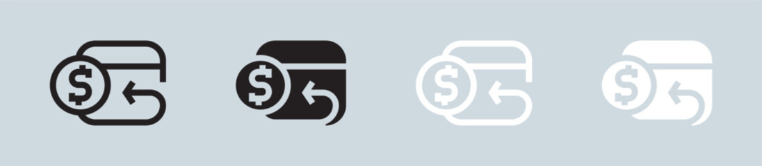 Cashback icon set in black and white. Refund signs vector illustration.