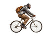 © Lucas - man riding a bike isolated on white