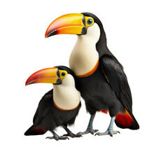 Toucan Mom And Baby Toucan Isolated On Transparent Background Cutout , Generative Ai