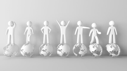 People represent the idea that each person is different from the others in the world. ,3d rendering