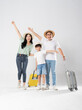 © 1112000 - a family posing on a white background