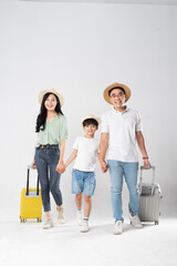 Wall Mural - a family posing on a white background