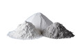 Gypsum, clay, or diatomite in powder form separated on a gray surface.
