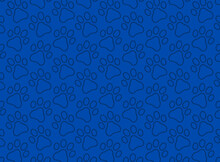 Dog Paw Print Pattern Over A Blue Background