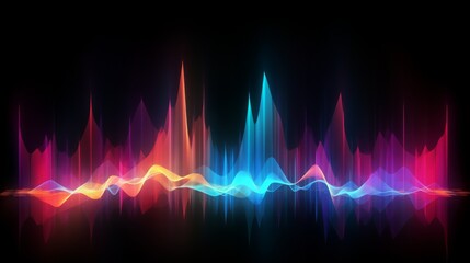 Poster - equalizer effect neon music wave. ai generative.