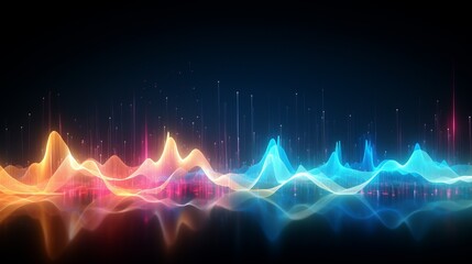 Poster - equalizer effect neon music wave. ai generative.