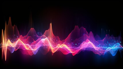 Poster - equalizer effect neon music wave. ai generative.