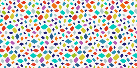 Poster - Colored mosaic of shapes resembling rhombuses. The surface of multi-colored small pebbles. Seamless pattern for textiles, pillows, clothes, background, packaging, notepads. Vector.