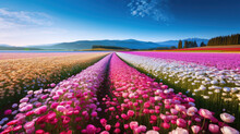 Flower Field Beautiful Background Wallpaper