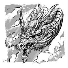 Wall Mural - the line art dragon illustration vector