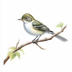 Wall Mural - Acadian flycatcher bird isolated on white. Generative AI