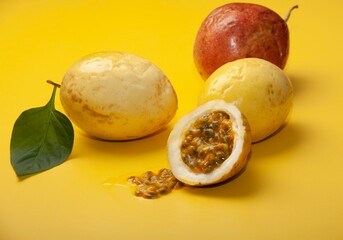 Sticker - Vibrant still life featuring an assortment of fresh passion fruits placed side by side