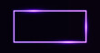 Realistic purple neon rectangle frame with glow effect isolated on dark background. Illuminated geometric shape. Electric light horizontal frame sign. Vector illustration