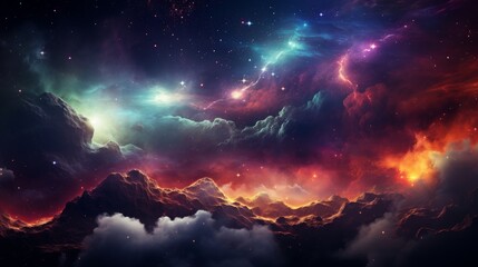 Wall Mural - space background with nebula and stars