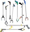 grabber tool set cartoon. trash hand, stick device, equipment grab grabber tool sign. isolated symbol vector illustration