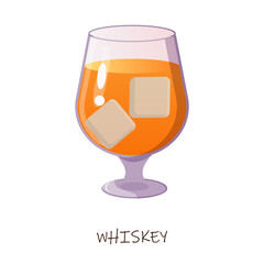 Poster - Glass of whiskey isolated on a white background.