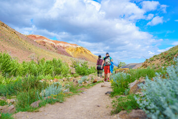 Wall Mural - hiking in the mountains