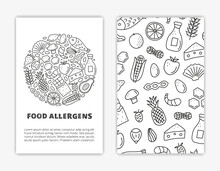 Card Templates With Doodle Outline Food Allergens