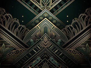 Black, green black, and gold, art deco website background