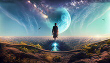 Astral Travel, Human Looking At A Planet, Universe
