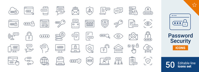 Wall Mural - password icons pixel perfect. security, password, protection, ....