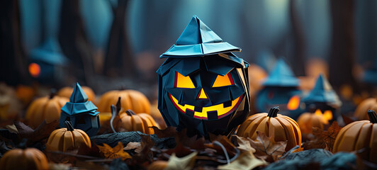 Wall Mural - halloween image, papercraft, origami, mockup