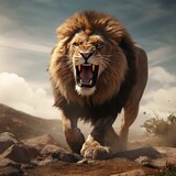 Fototapeta  - 
fierce lion in africa cinematic realistic 
