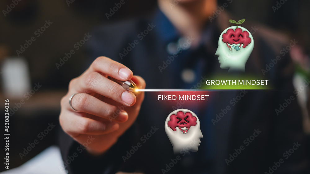 Growth mindset vs Fixed Mindset concept strategy for web banner ...