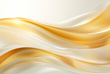 White Golden Satin Texture That Is White Fabric Silk Panorama Background, Luxurious Transparent White Golden Abstract Silk Cloth Background With Soft Waves Beautiful.