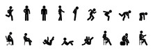 Stick Figure Man Icon, Human Silhouette Isolated, People Pictogram Set