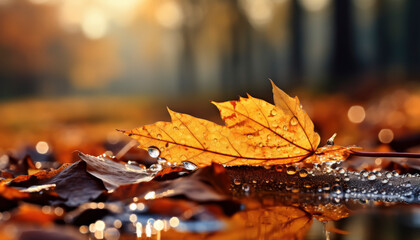Wall Mural - beautiful autumn nature with vibrant and warm colors. generative ai illustrations