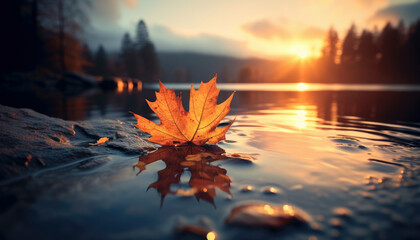 Poster - Beautiful autumn nature with vibrant and warm colors. Generative AI illustrations