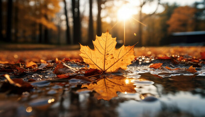 Wall Mural - beautiful autumn nature with vibrant and warm colors. generative ai illustrations