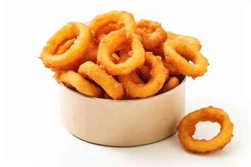 Wall Mural - bowl of onion rings white background