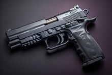 Semi-automatic Handgun On A Solid Color Background. Close-up. Ai Generative