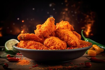 Wall Mural - fried peri peri chicken wings