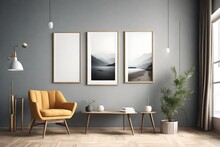 Modern Room And Picture Frame Composition Chair Of Display Exhibition Art Lifestyle 